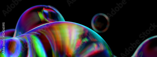 Abstract glass shape with rainbow reflections and refractions