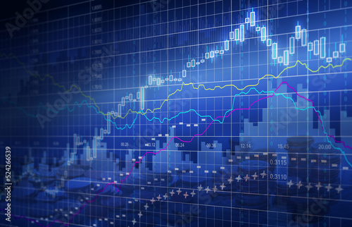 Financial stock market graph illustration, concept of business investment and future stock trading.