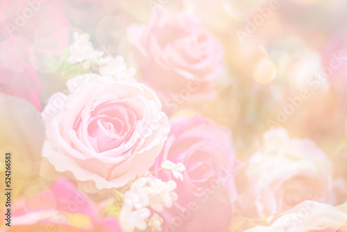 Fototapeta Naklejka Na Ścianę i Meble -  Soft blurred of flowers with in pastel tone for background, Sweet flowers in soft style for background