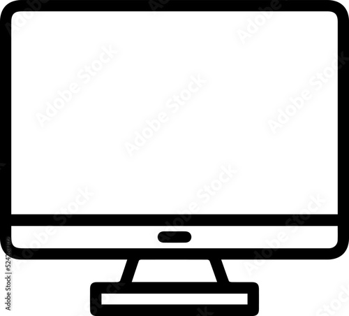 modern luxury pc monitor vector illustration isolated on white background - linear, outline and minimalist style.