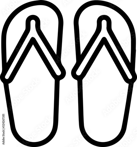 Flip-flops, sandals linear icon. Thin line illustration. Summer slippers contour symbol. Vector isolated outline drawing.