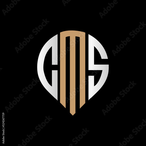CMS logo monogram isolated on circle element design template, CMS letter logo design on black background. CMS creative initials letter logo concept. CMS letter design.
