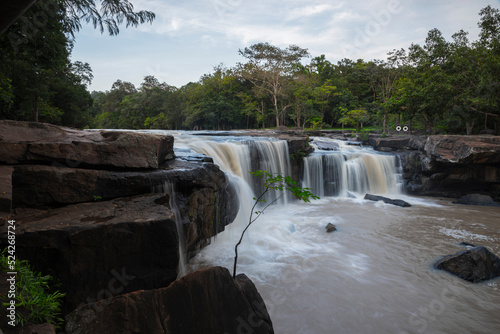 Blurred motion of waterfall in Tad Ton waterfall, Thailand.
