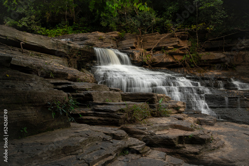 Blurred motion of waterfall in Tad Ton waterfall, Thailand.