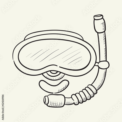Underwater mask. Hand drawn vector illustration.