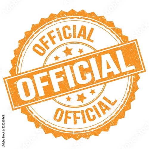 Fotografie OFFICIAL text on orange round stamp sign
