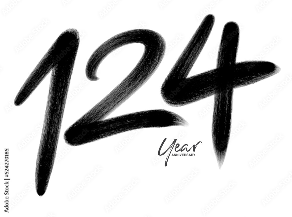 124 Years Anniversary Celebration Vector Template, 124 number logo