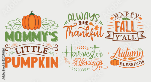 Set of fall and autumn lettering, fall and autumn isolated hand drawn typography design for greeting print label poster vector illustration