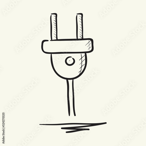 Electric plug. Hand drawn vector illustration