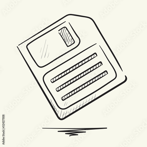 Floppy disk. Hand drawn vector illustration.