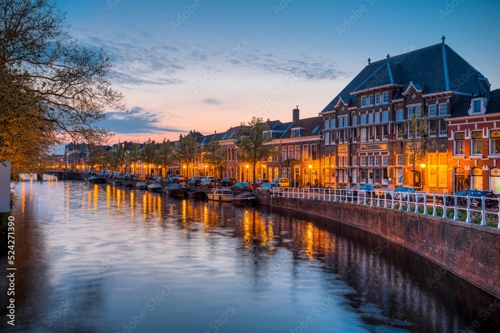 Stadtlandschaft Haarlem in Holland am Kanal 