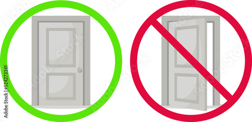 Close the doors icons on a white background.