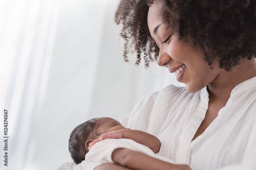 african american newborn baby girl in hospital