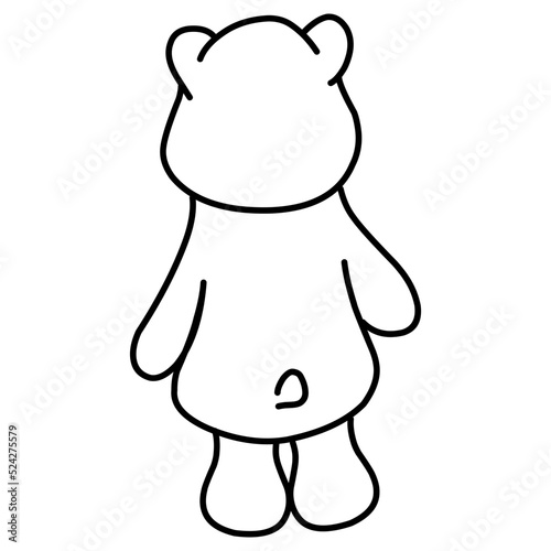 Teddy bear back illustration. Hand-drawn doodles illustration.
Line art. Icon