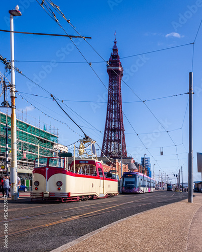 Blackpool Tower and a Heritage Tram on the Promenade