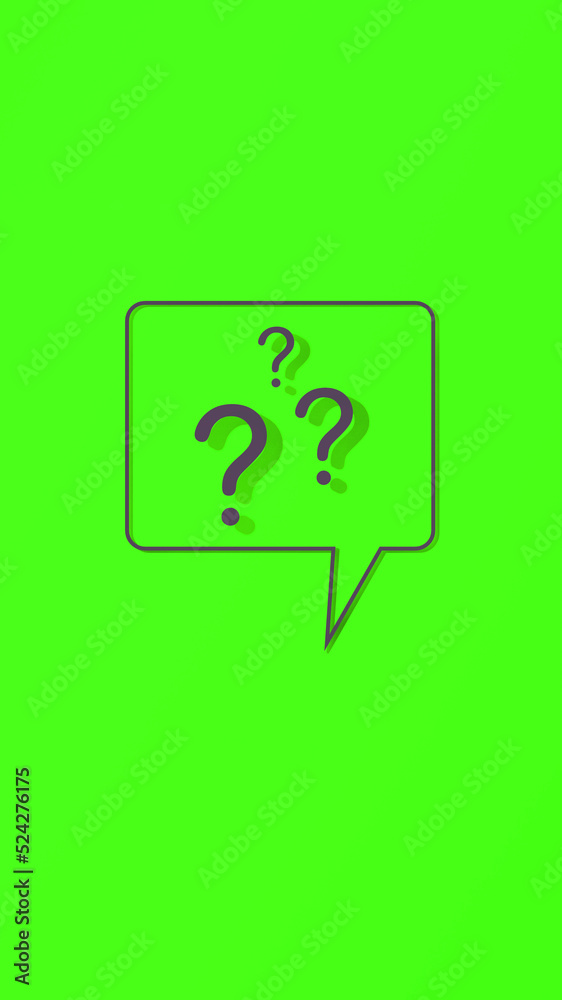 Question mark with shadow on green background. 3d image. 3d rendering. Vertical image. Question mark with shadow on green background. 3d image. 3d rendering. Vertical image.