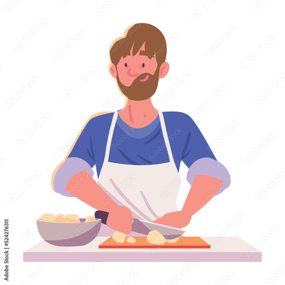 man cooking potatoes man cooking potatoes