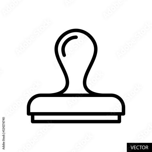 Rubber stamp, Clone stamp tool vector icon in line style design for website design, app, UI, isolated on white background. Editable stroke. Vector illustration.