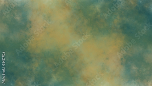 watercolor background painting with cloudy distressed texture. soft yellow beige lighting and gradient blue green colors. colorful background with watercolor stains and for design and decoration