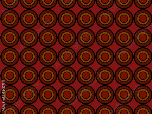 Seamless vector pattern. Fabric design. Abstract round shapes geometric motif artsy pattern continuous background. Texture in geometric ornamental style. Textile swatch Brown, Black, Dark Red palette