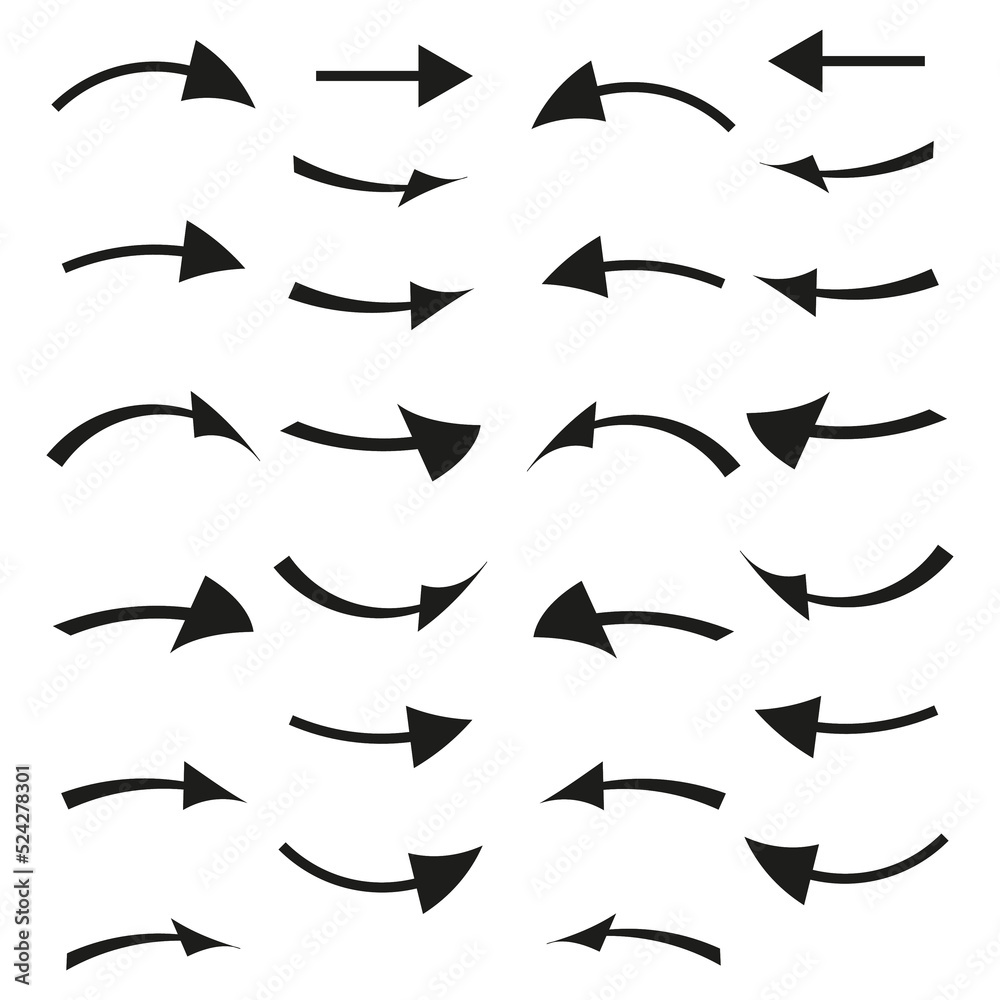Fototapeta premium Different wavy arrows. Design element. Vector illustration. Stock image. 