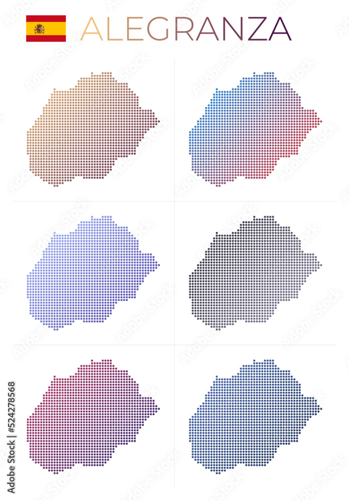 Alegranza dotted map set. Map of Alegranza in dotted style. Borders of the island filled with beautiful smooth gradient circles. Stylish vector illustration.