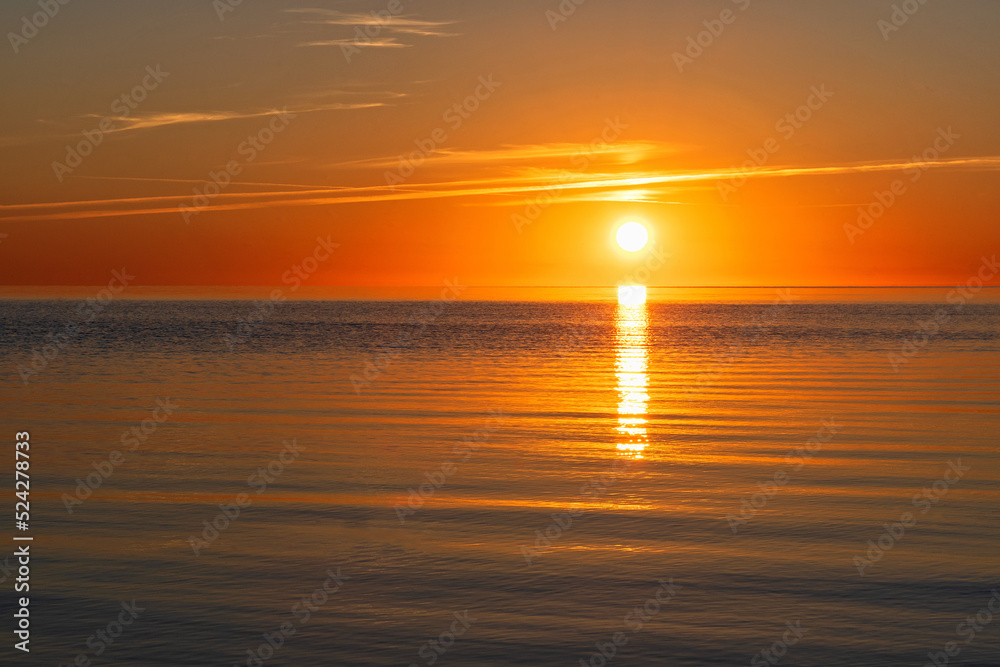 Sunset on the lake. Pskov region. Russia