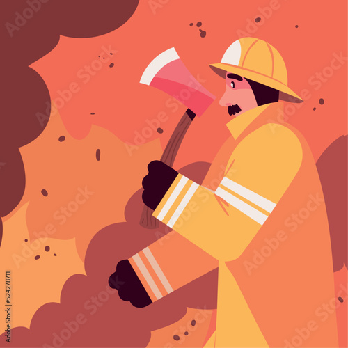firefighter with ax
