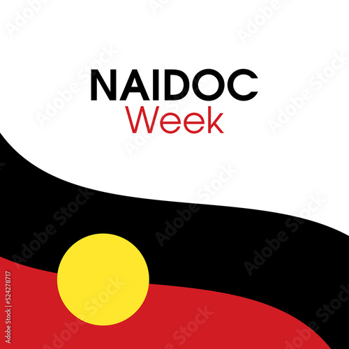 NAIDOC Week Poster with Australian Aboriginal Flag vector. Abstract waving Australian Aboriginal Flag icon vector isolated on a white background. Important day