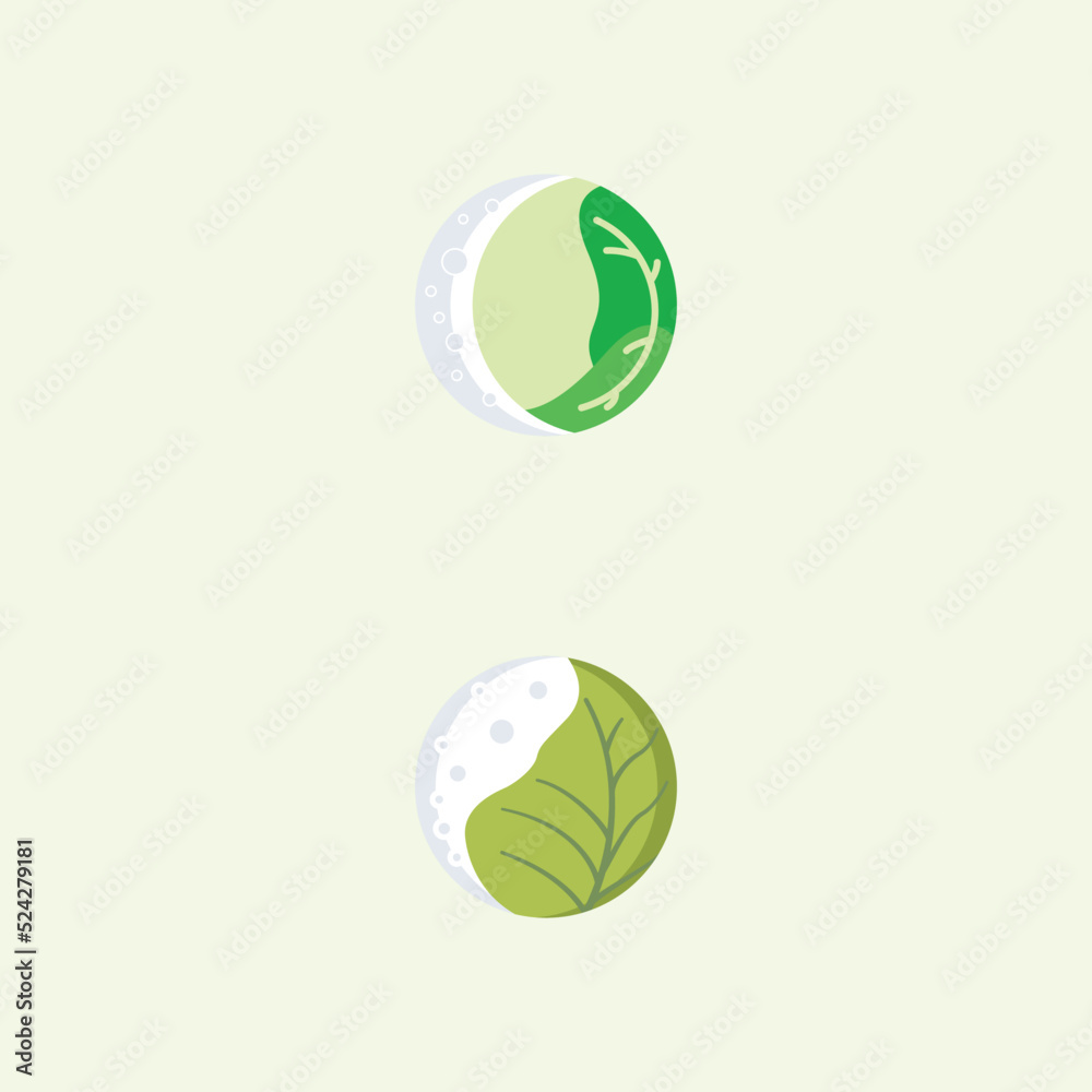 moon and cabbage logo vector illustration design template moon and cabbage logo vector illustration design template