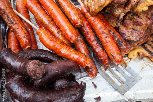 Colombian barbecue, typical food of Colombia, close-up image
