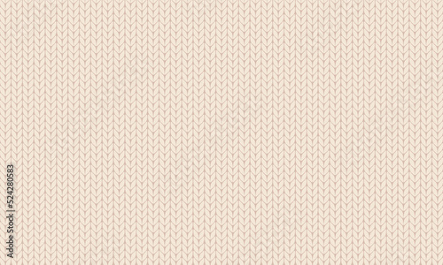 Knitted pattern in beige. Weaving natural fabric close-up. Needlework, handwork, knitting. Flat vector print, background