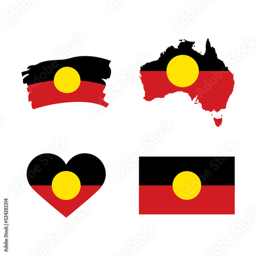 Australian Aboriginal Flag icon set vector. Australian Aboriginal Flag icon set vector isolated on a white background. Symbol of Aboriginal people of Australia design element photo