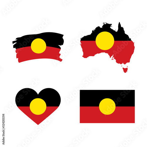 Australian Aboriginal Flag icon set vector. Australian Aboriginal Flag icon set vector isolated on a white background. Symbol of Aboriginal people of Australia design element
