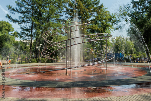 Working pedestrian fountain in Tereshkova park. Komso
