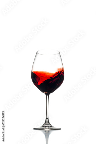 Red wine glass isolated on a white background. 