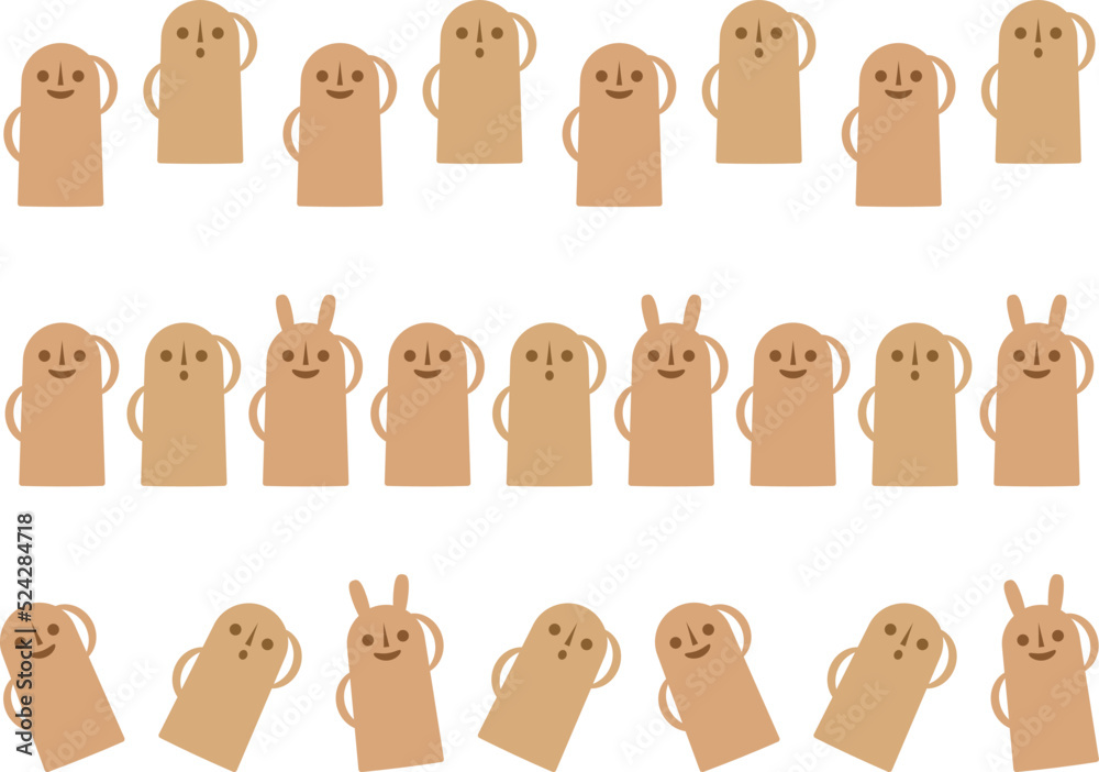 Fototapeta premium ゆるかわいいはにわのライン3種セット