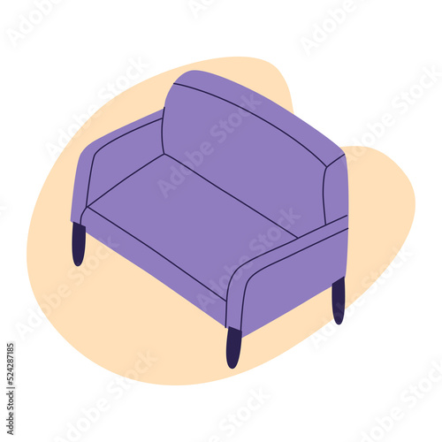 Sofa, comfortable couch seat. Vector flat furniture illustration, isolated on a white background