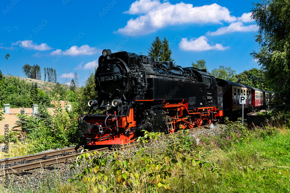 Obraz premium Dampfzug auf der Harzquerbahn