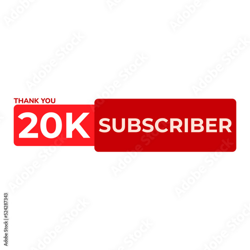 THANK YOU 20K SUBSCRIBER CELEBRATION TEMPLATE DESIGN BANNER ART VECTOR GOOD FOR SOCIAL MEDIA, CARD , POSTER