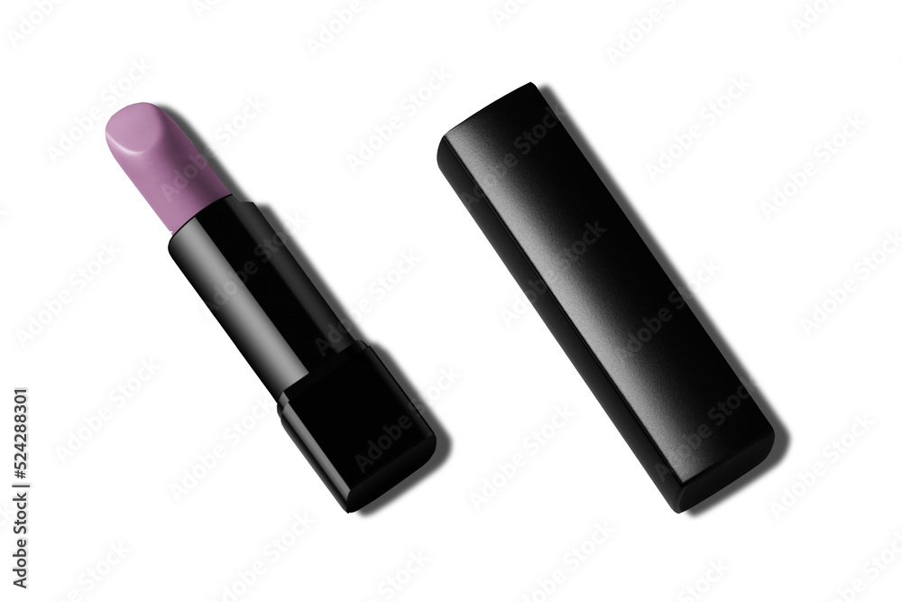 Black lipstick mockup template isolated on white background. 3d rendering. Black lipstick mockup template isolated on white background. 3d rendering.
