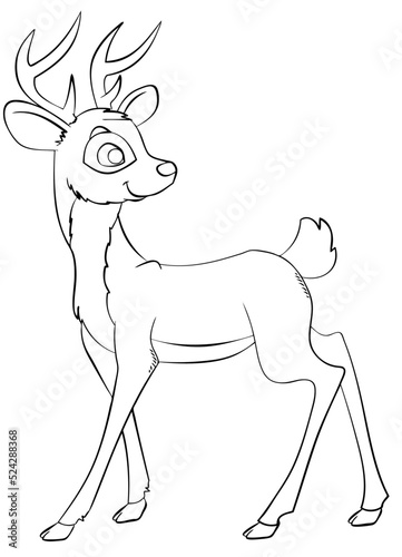 Deer. Element for coloring page. Cartoon style.