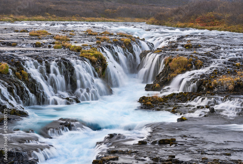 Blue water of Bruarfoss Waterfalls, Iceland