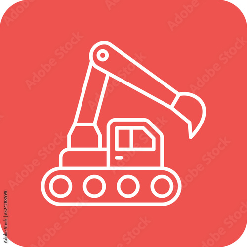 Excavator Multicolor Round Corner Line Inverted Icon