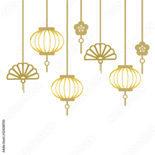 Gold chinese new year lanterns