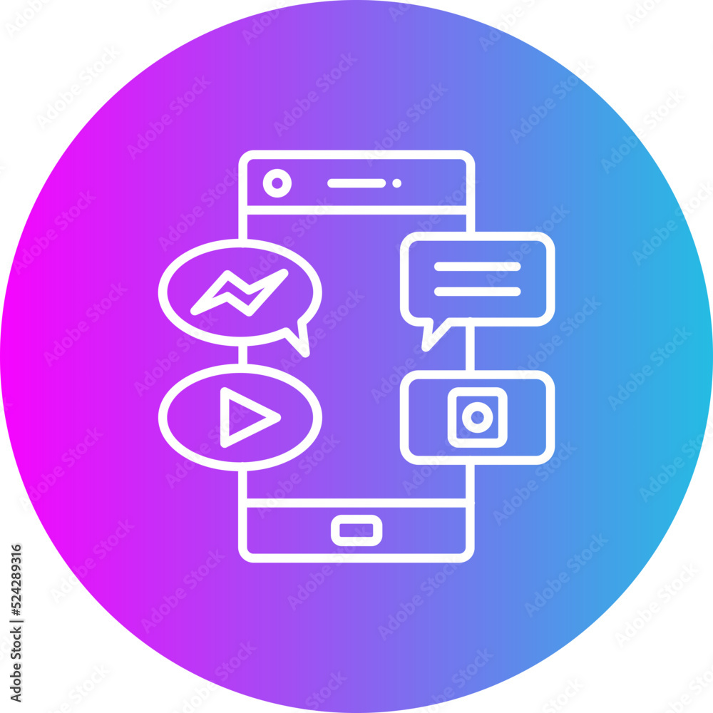 Social Media Gradient Circle Line Inverted Icon Social Media Gradient Circle Line Inverted Icon