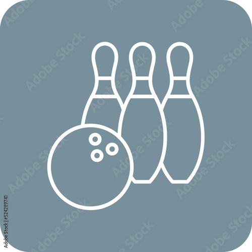 Bowling Multicolor Round Corner Line Inverted Icon