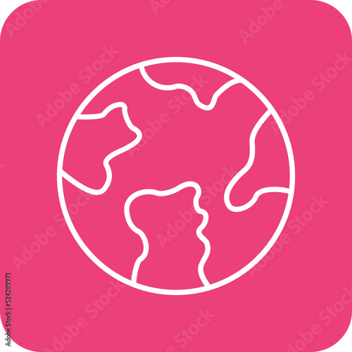 Planet Earth Multicolor Round Corner Line Inverted Icon