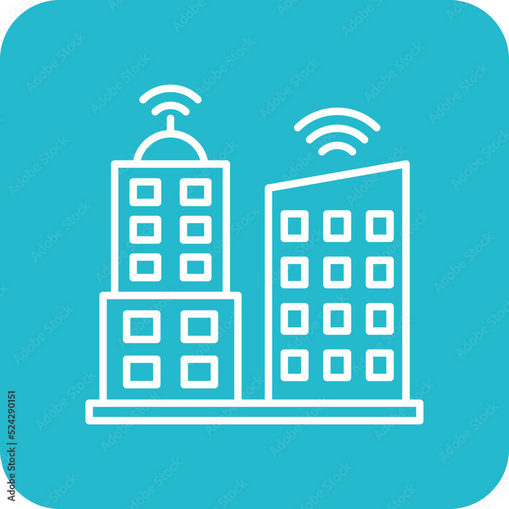 Fototapeta premium Smart City Multicolor Round Corner Line Inverted Icon