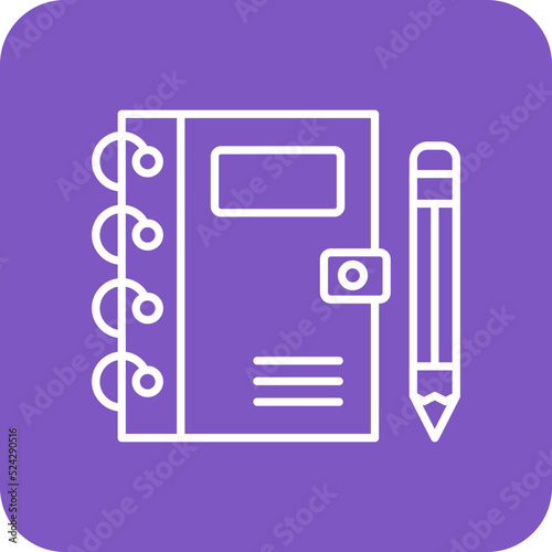 Notebook Multicolor Round Corner Line Inverted Icon